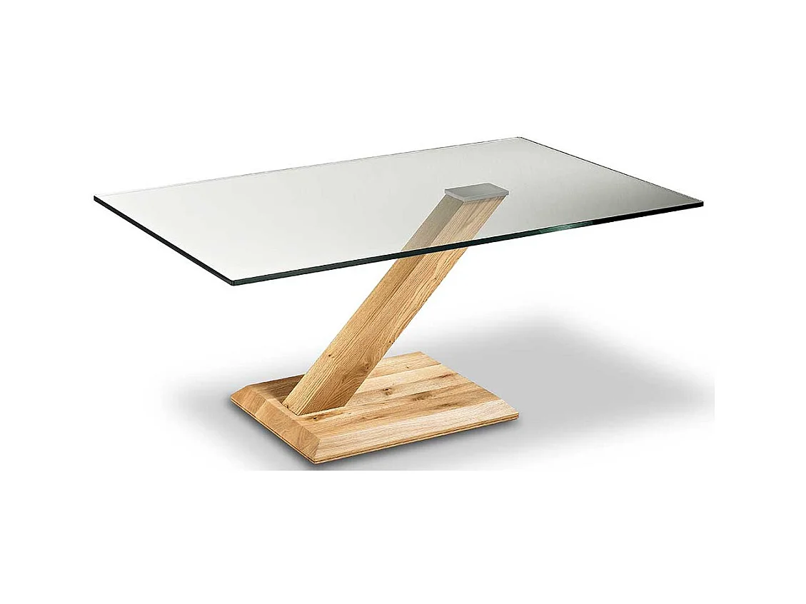 Designercouchtisch aus Asteiche Massivholz Sicherheitsglas