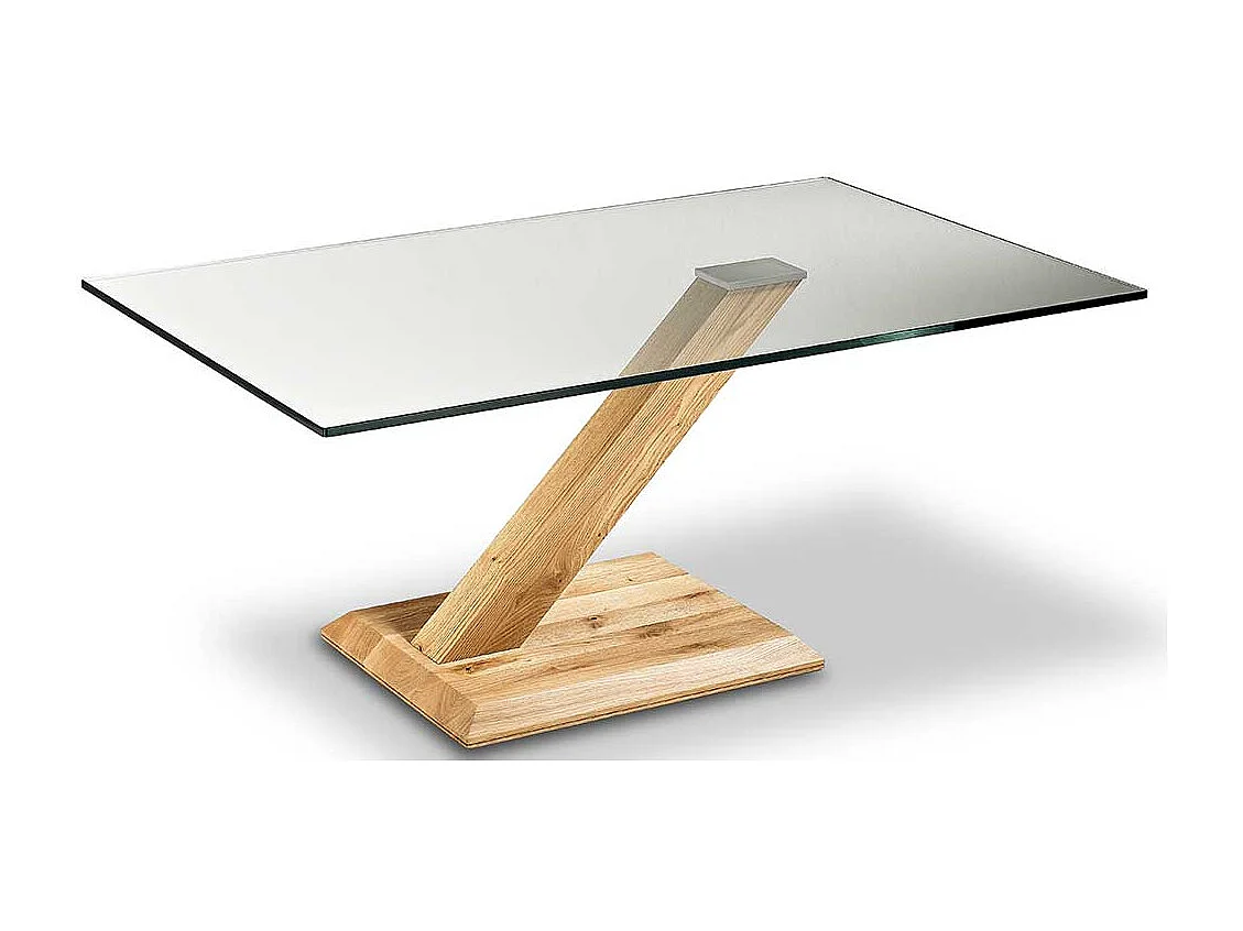 Designercouchtisch aus Asteiche Massivholz Sicherheitsglas