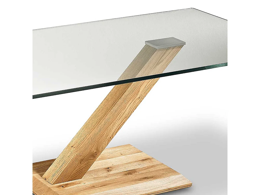 Designercouchtisch aus Asteiche Massivholz Sicherheitsglas