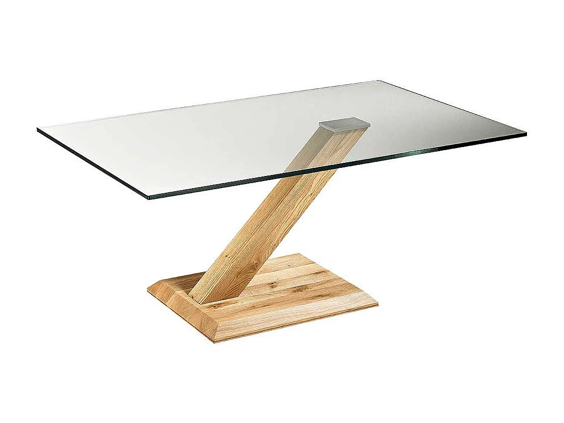 Designercouchtisch aus Asteiche Massivholz Sicherheitsglas