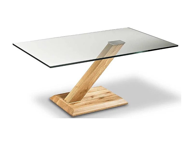 Designercouchtisch aus Asteiche Massivholz Sicherheitsglas
