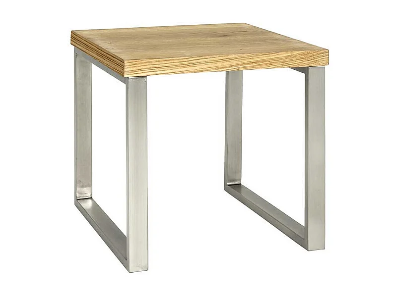 Ablagetisch mit Eiche furniert Stahl in Edelstahl Optik