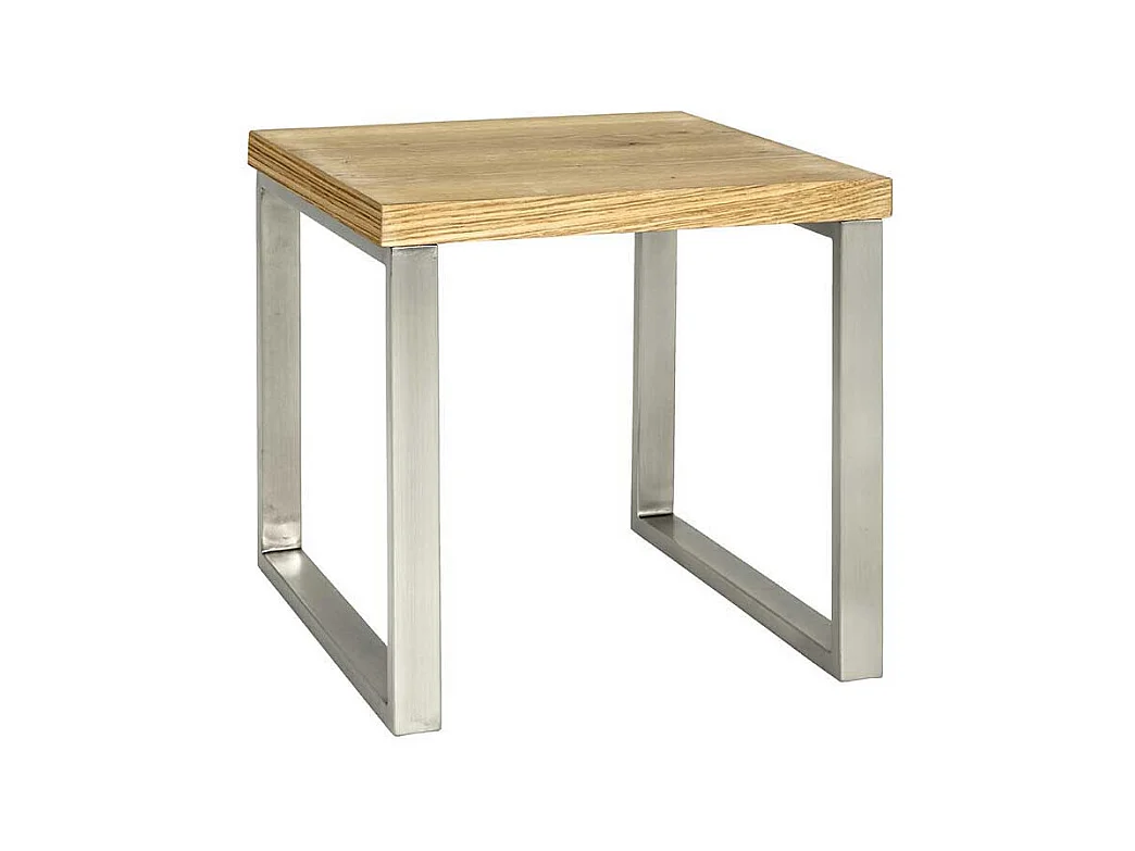 Ablagetisch mit Eiche furniert Stahl in Edelstahl Optik