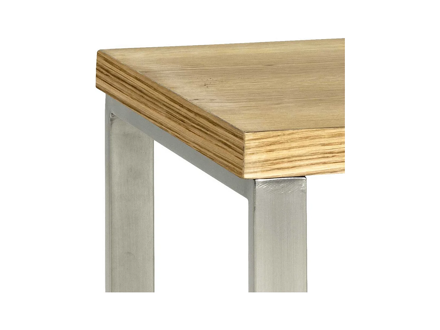 Ablagetisch mit Eiche furniert Stahl in Edelstahl Optik