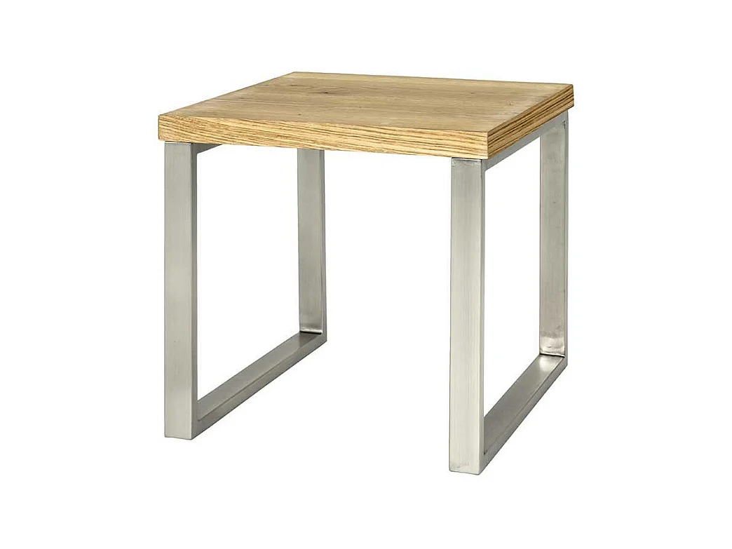 Ablagetisch mit Eiche furniert Stahl in Edelstahl Optik