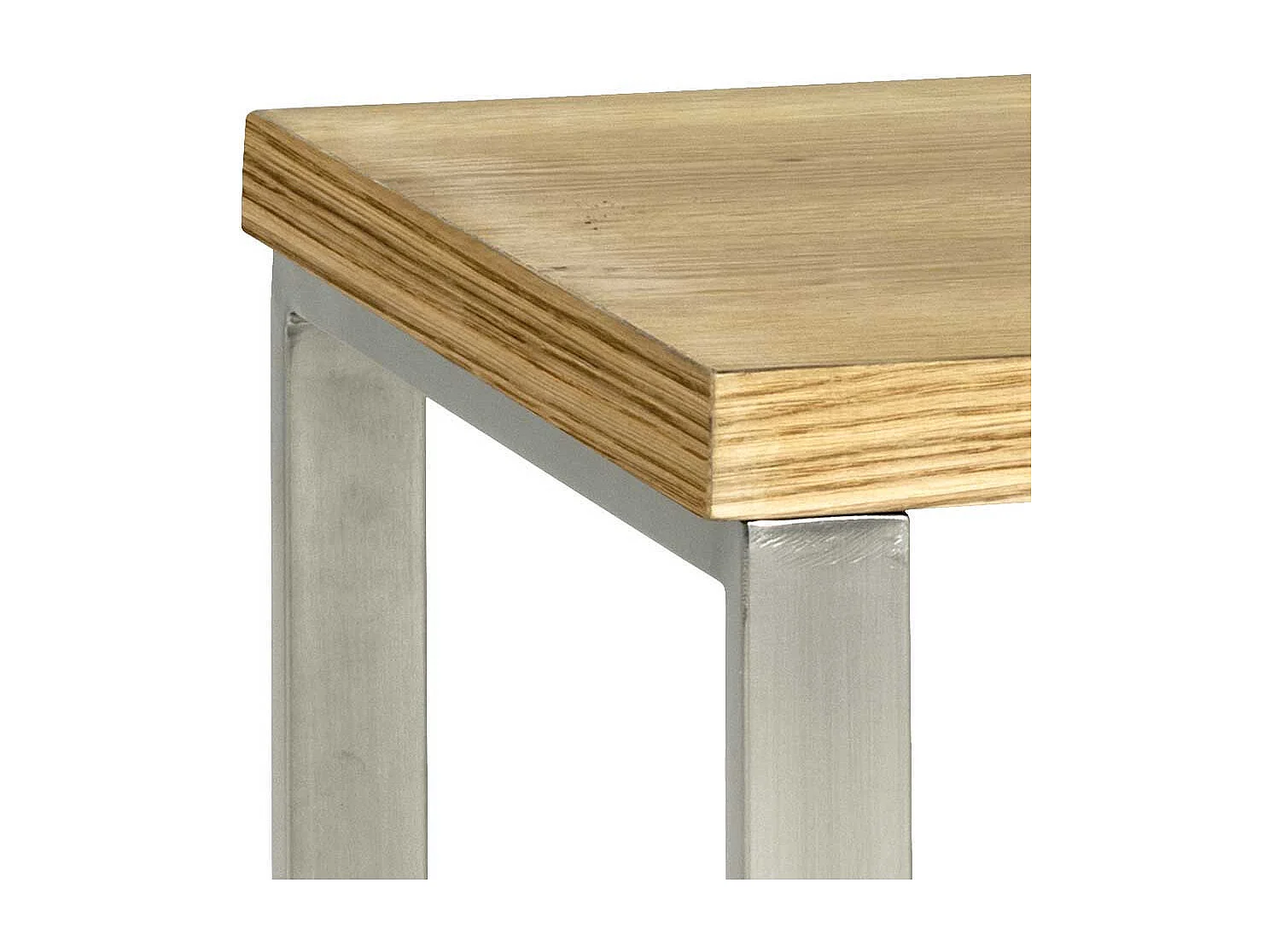 Ablagetisch mit Eiche furniert Stahl in Edelstahl Optik