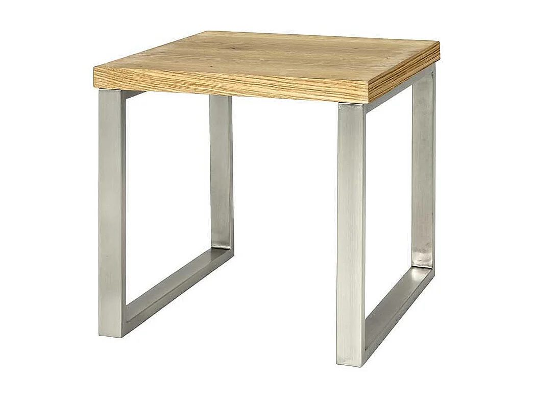 Ablagetisch mit Eiche furniert Stahl in Edelstahl Optik