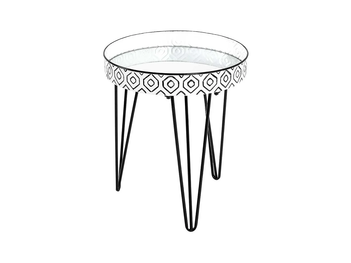 Design Zustelltisch in Weiß und Schwarz Spiegelglasplatte