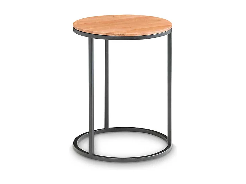 Anstelltisch aus Asteiche Massivholz Metall Bügelgestell in Schwarz