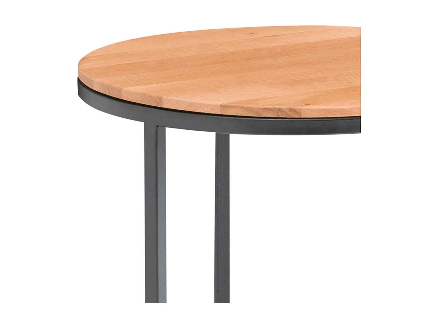 Anstelltisch aus Asteiche Massivholz Metall Bügelgestell in Schwarz