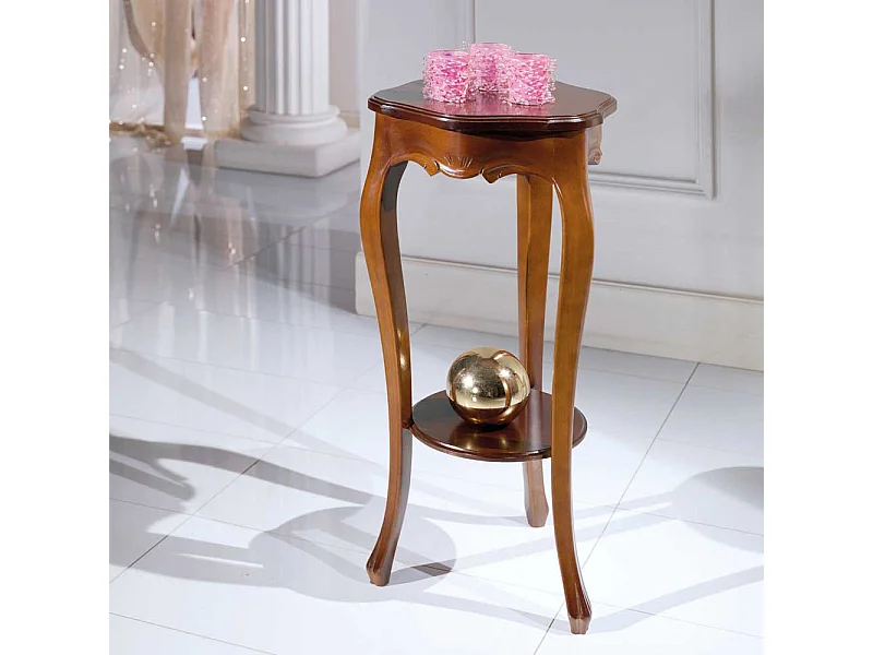 Blumenhocker mit Nussbaum furniert Rund