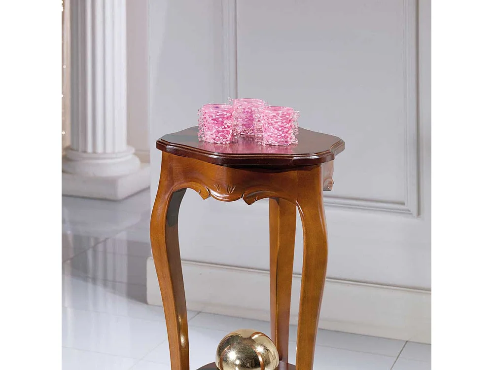 Blumenhocker mit Nussbaum furniert Rund