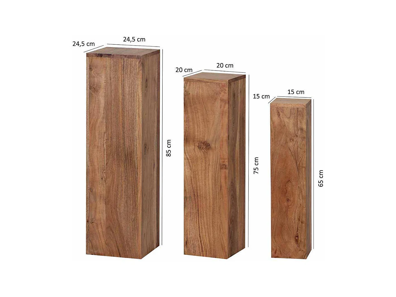 Blumensäule aus Akazie Massivholz naturbelassen (dreiteilig)