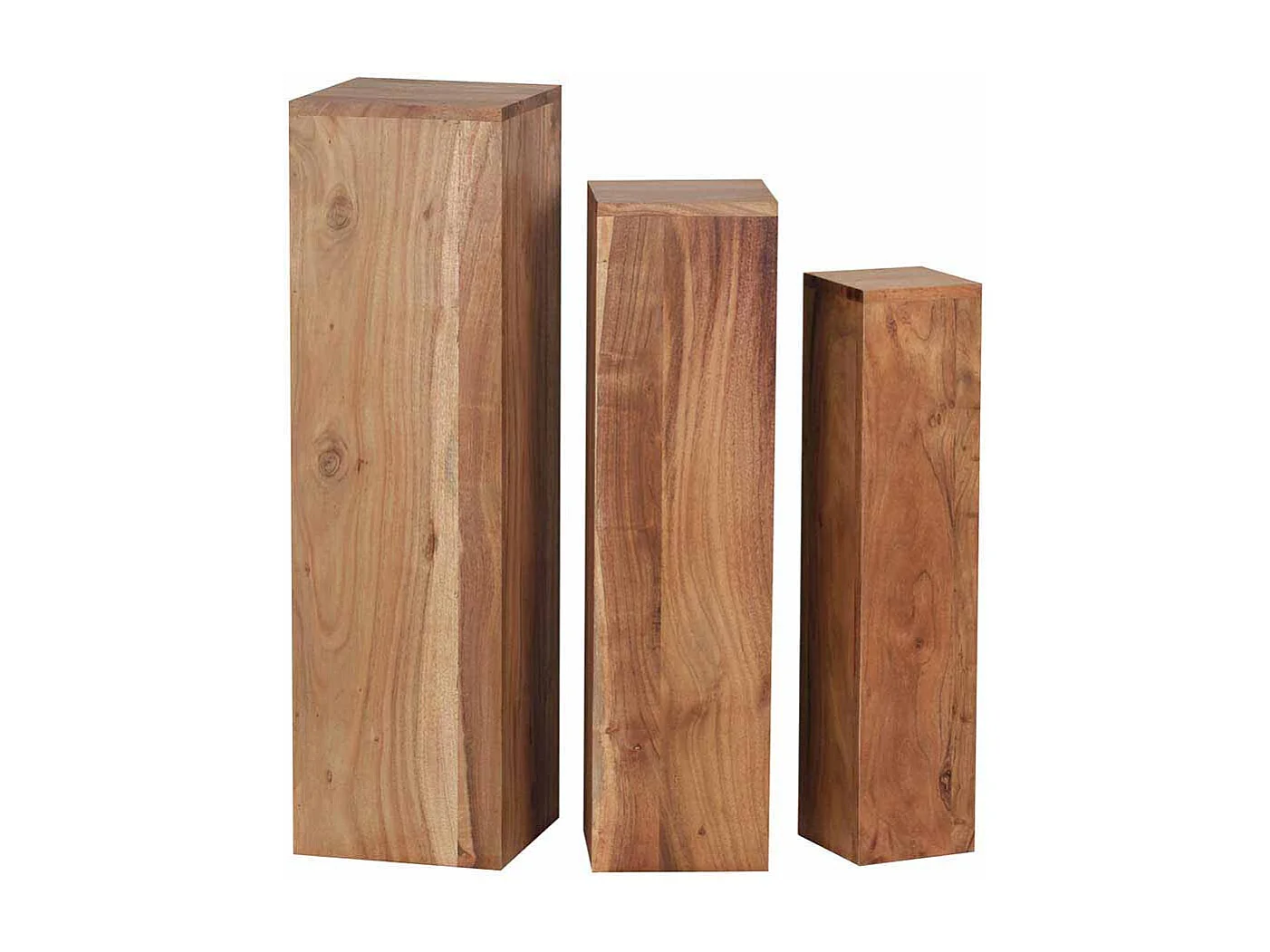 Blumensäule aus Akazie Massivholz naturbelassen (dreiteilig)