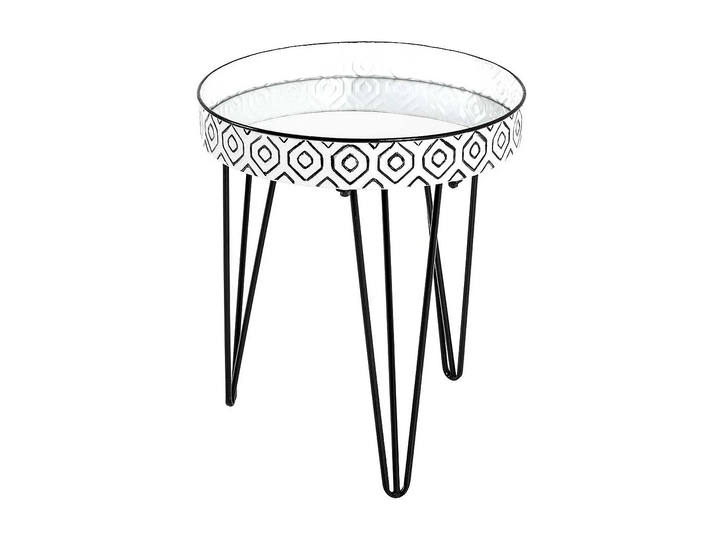 Design Zustelltisch in Weiß und Schwarz Spiegelglasplatte