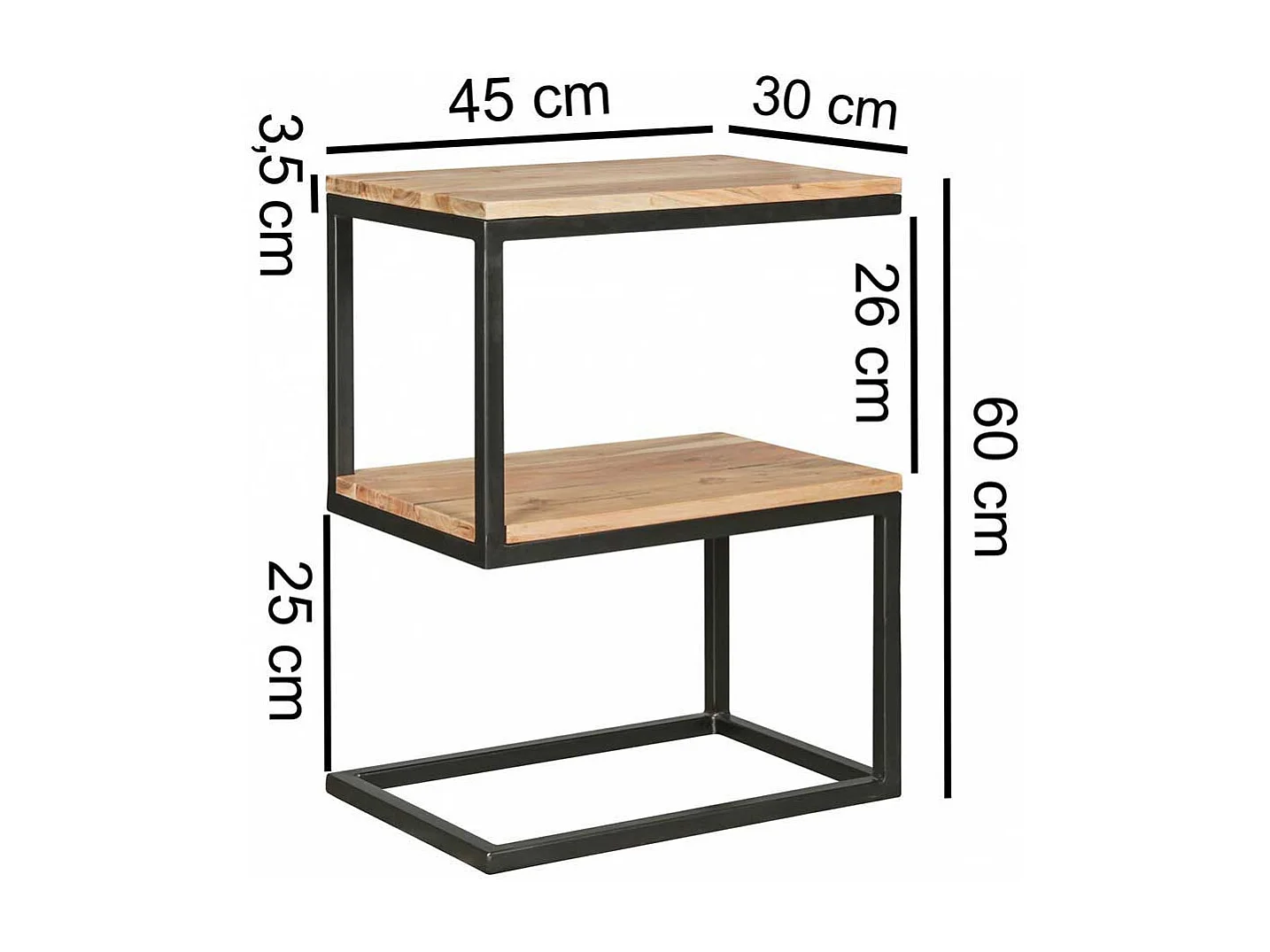 Ablagetisch aus Akazie Massivholz Metall