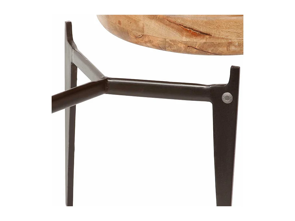 Beitisch mit Tablettfunktion runder Massivholzplatte