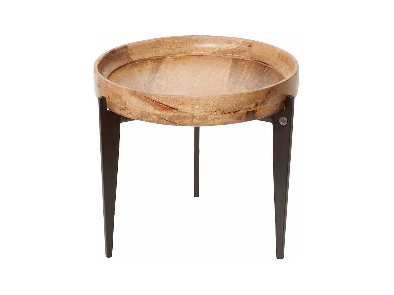 Beitisch mit Tablettfunktion runder Massivholzplatte