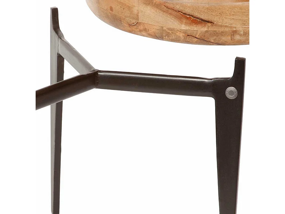 Beitisch mit Tablettfunktion runder Massivholzplatte