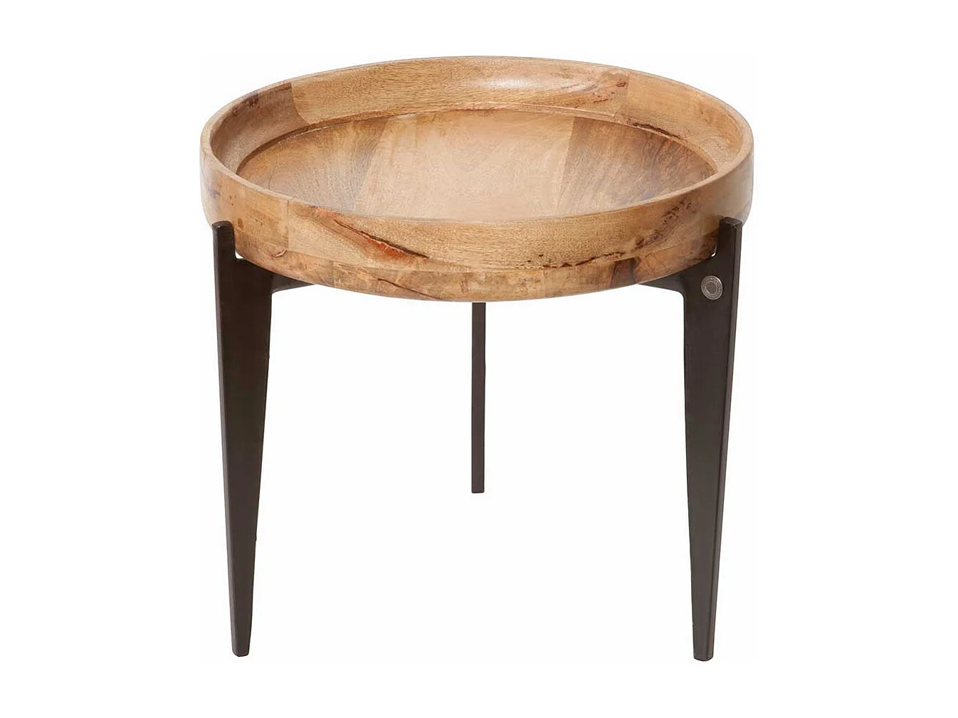 Beitisch mit Tablettfunktion runder Massivholzplatte