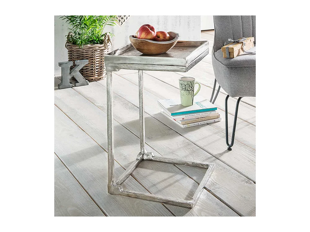 Alu Anstelltisch mit Bügelgestell Nickelfarben