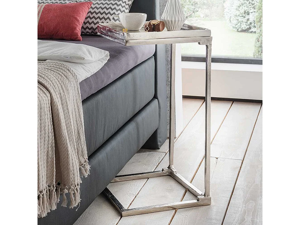 Alu Anstelltisch mit Bügelgestell Nickelfarben