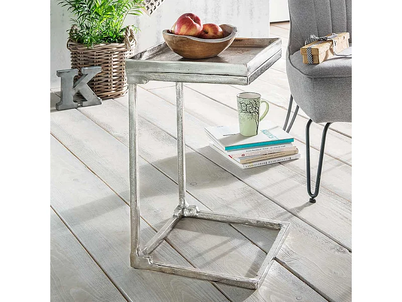 Alu Anstelltisch mit Bügelgestell Nickelfarben