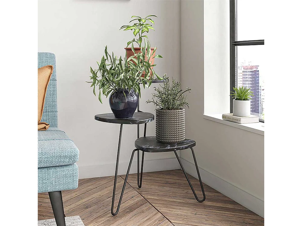 Blumen Etagere im Retrostil Metall Dreifußgestell