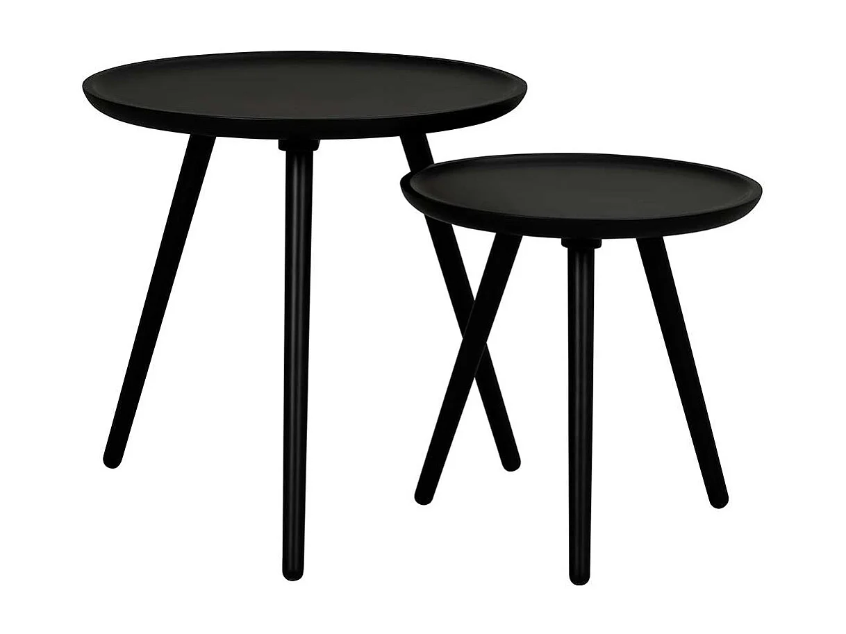 Beitisch Set in Schwarz rund (zweiteilig)