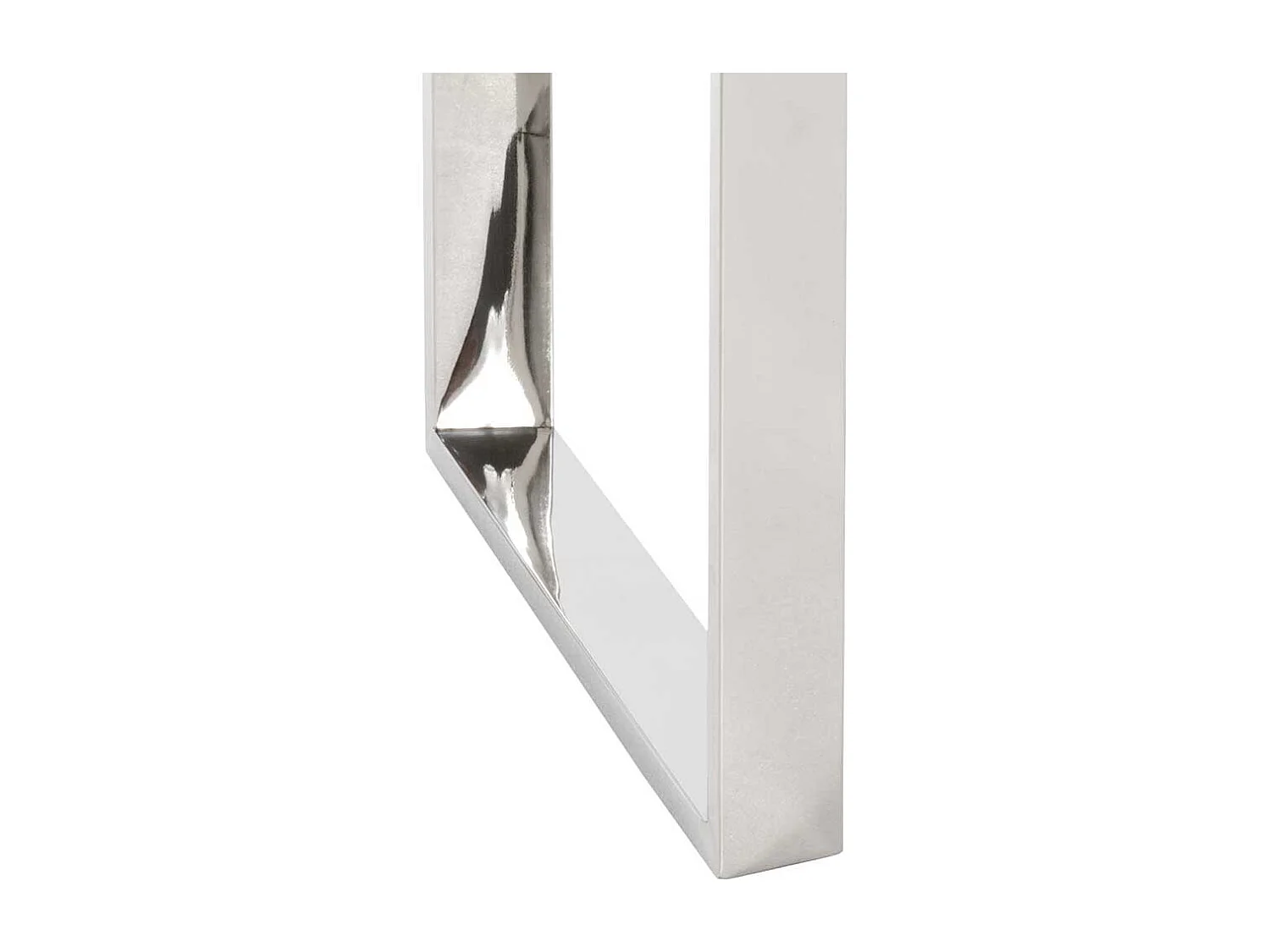 Beitisch aus Glas und Edelstahl Bügelgestell