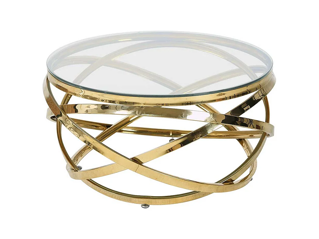 Runder Couchtisch aus Sicherheitsglas und Metall 80 cm Durchmesser