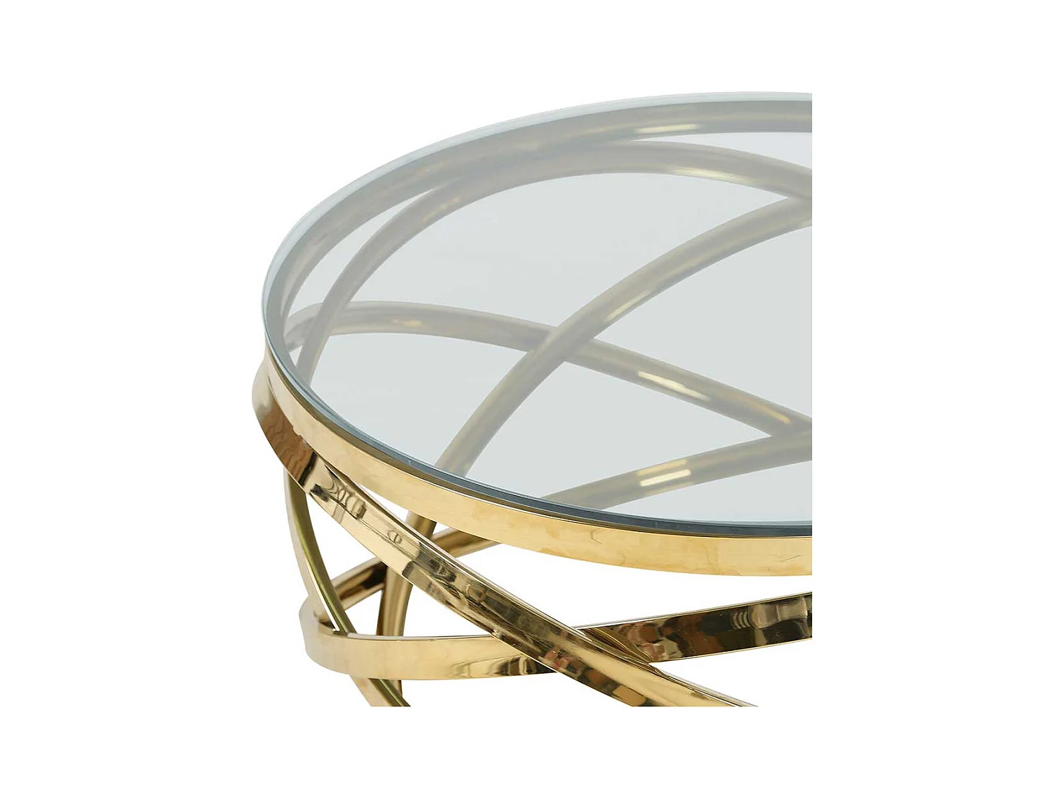 Runder Couchtisch aus Sicherheitsglas und Metall 80 cm Durchmesser