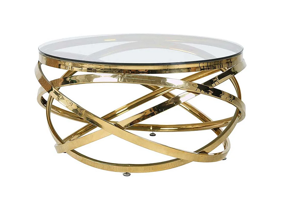 Runder Couchtisch aus Sicherheitsglas und Metall 80 cm Durchmesser