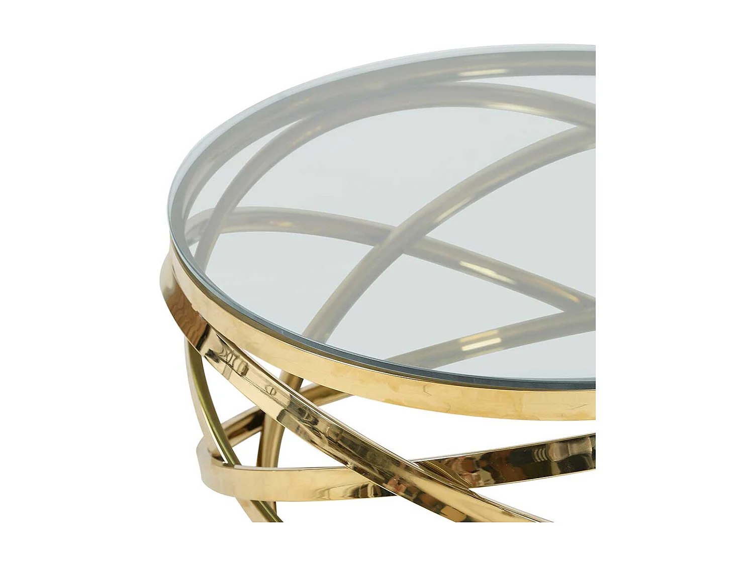 Runder Couchtisch aus Sicherheitsglas und Metall 80 cm Durchmesser