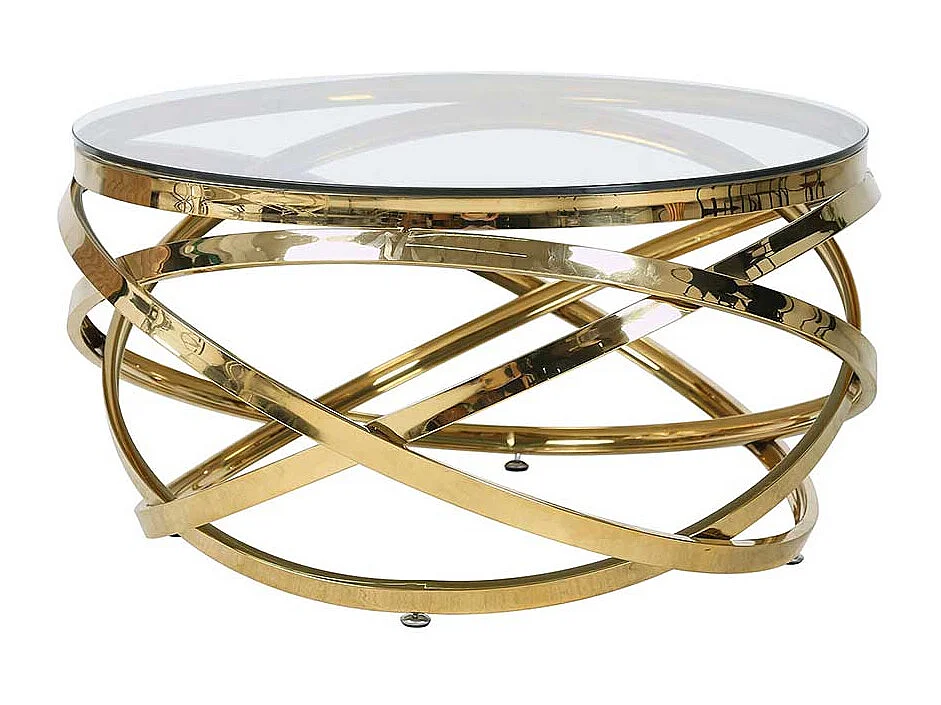 Runder Couchtisch aus Sicherheitsglas und Metall 80 cm Durchmesser