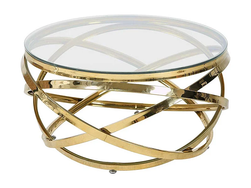 Runder Couchtisch aus Sicherheitsglas und Metall 80 cm Durchmesser