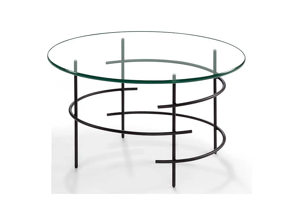 Designercouchtisch mit runder Glasplatte 60 cm breit