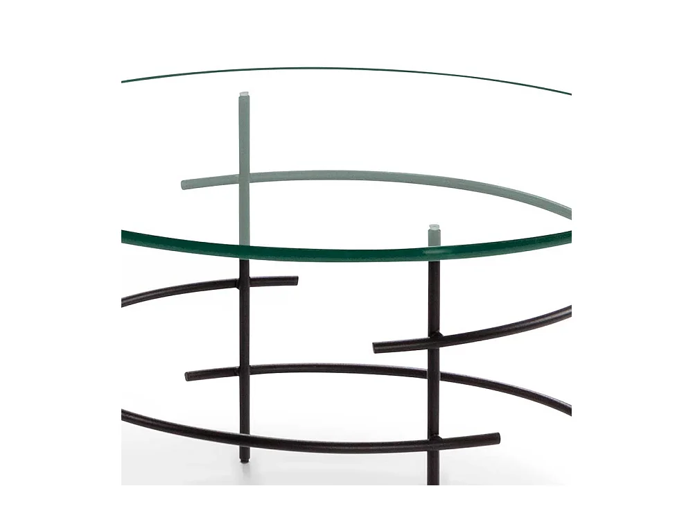 Designercouchtisch mit runder Glasplatte 60 cm breit