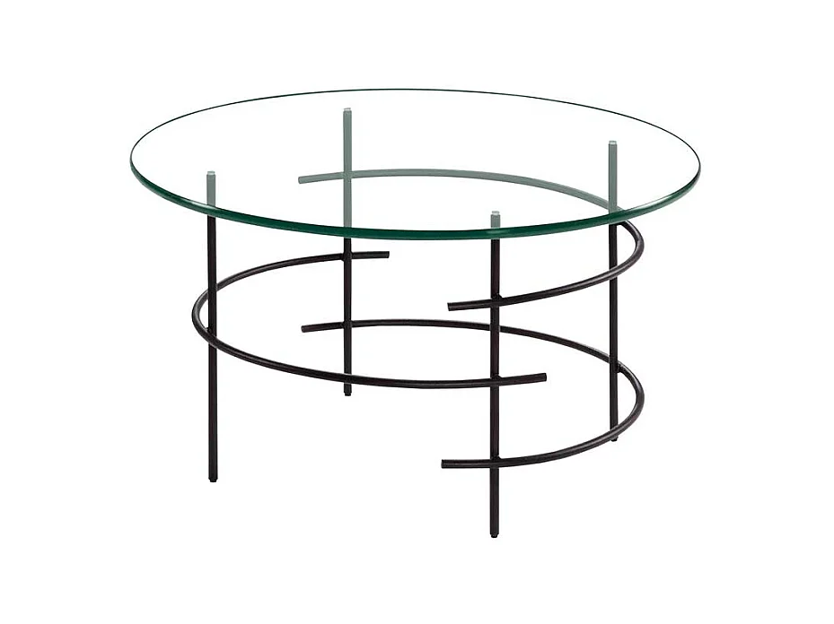 Designercouchtisch mit runder Glasplatte 60 cm breit