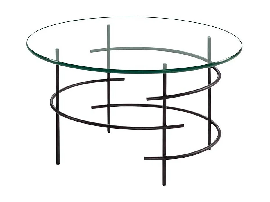 Designercouchtisch mit runder Glasplatte 60 cm breit