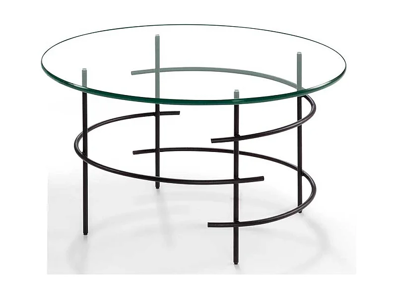 Designercouchtisch mit runder Glasplatte 60 cm breit