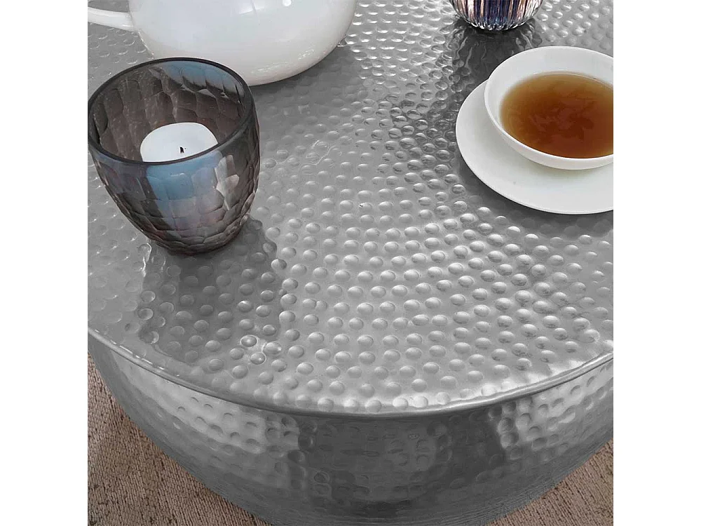 Aluminium Couchtisch handgearbeitet Hammerschlag Optik