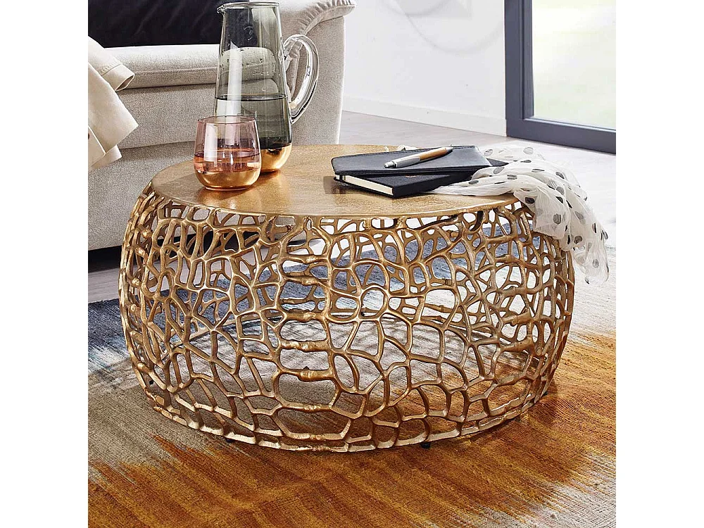 Couchtisch Metall Gold aus Aluminium modernem Design