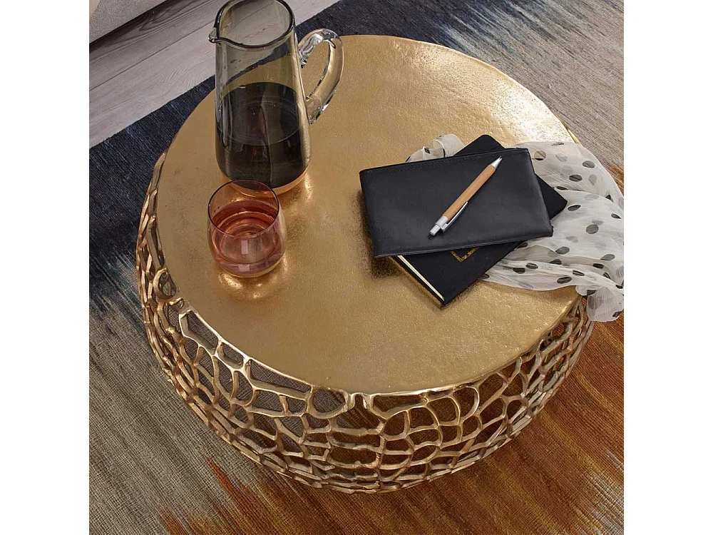 Couchtisch Metall Gold aus Aluminium modernem Design