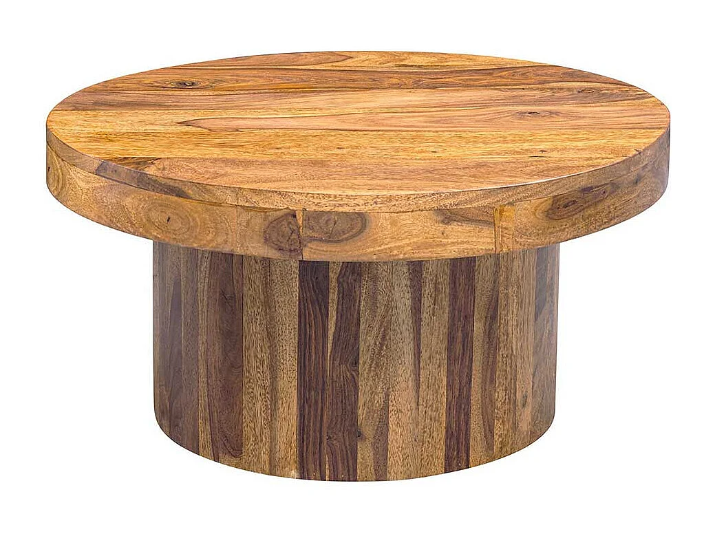 Sofa Tisch aus Sheesham Massivholz rund