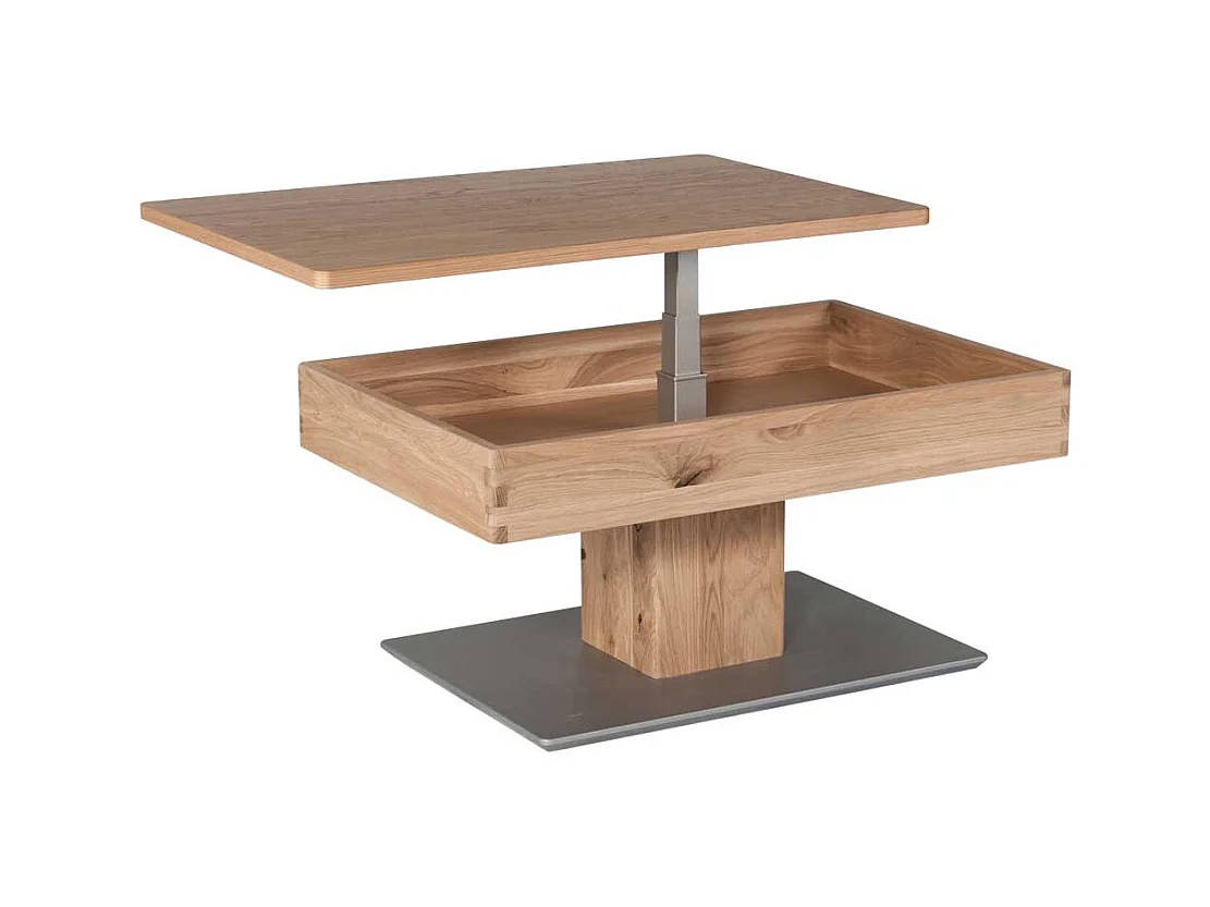 Wohnzimmertisch in Wildeiche und Silberfarben Staufach