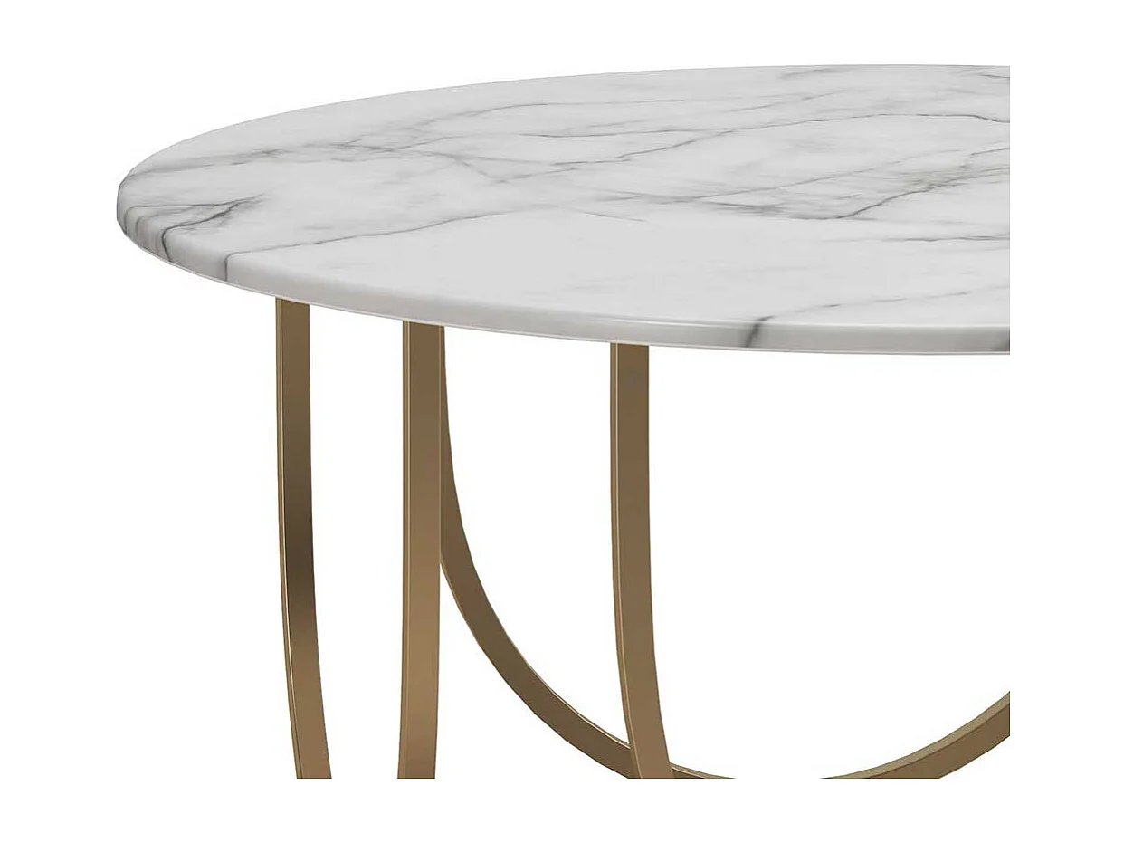 Moderner Salontisch in Marmor Optik weiß-grau Goldfarben