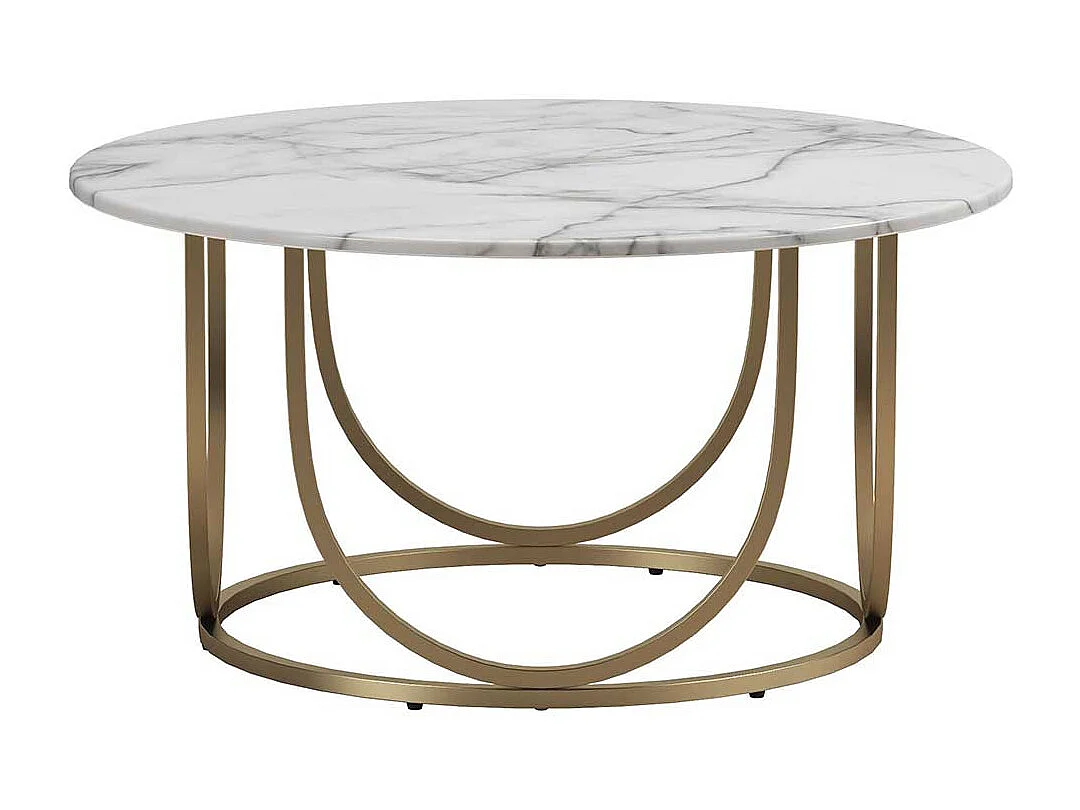 Moderner Salontisch in Marmor Optik weiß-grau Goldfarben