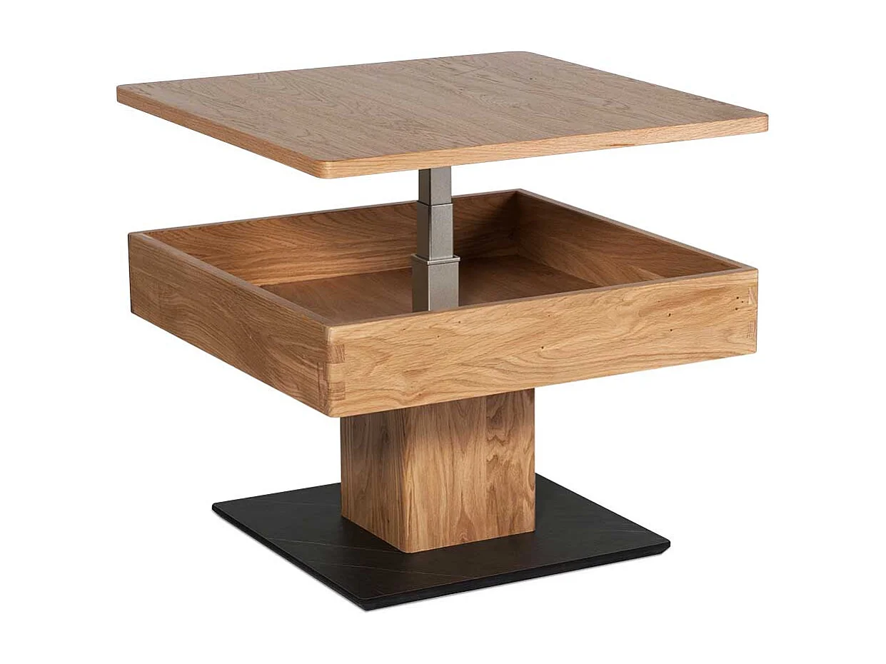 Wohnzimmertisch in Wildeichefarben höhenverstellbar