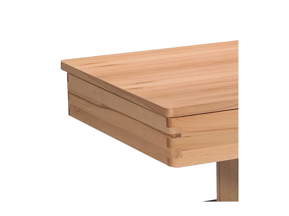 Wohnzimmertisch in Kernbuchefarben und Schwarz höhenverstellbar